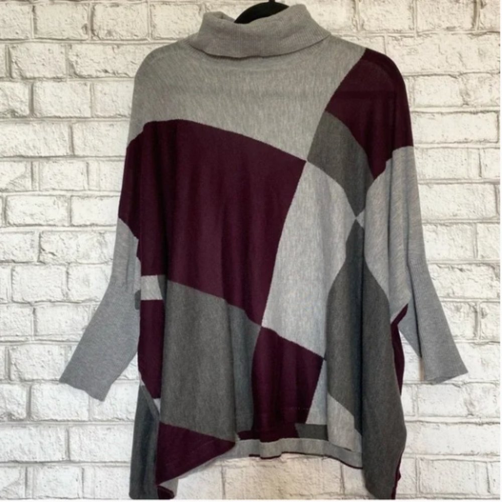 Calvin Klein Turtleneck Sweater Gray & Purple Size Small